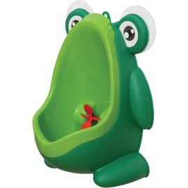 BAKAMITAYI Pee-Pod Toilet Training Urinal- Frog Squatty Potty with Removable Bowl & Spinning Target- Green (Dark Green)