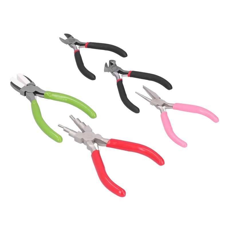 5Pcs Pliers Kit Diagonal Flat Nosed Bail Making Jewelry Pliers
