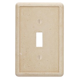 Questech Light Switch Cover, Single Toggle Wall Plate for Electrical Outlets, 1-Gang Single Switch Plates Standard Size Receptacle Cover, Decorative Tumbled Texture, Travertine