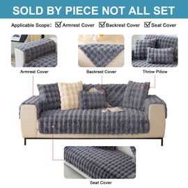 ShowyLive Sofa Covers 1 2 3 4 Seater Couch Covers,Thick Corner Sofa Slipcover L Shape Chaise Longue Furniture Protection for Living Room- Super Soft Armrest/Backrest Covers (Grey, 28 * 28 inch)