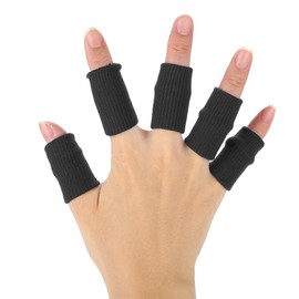 Pack of 10 Finger Wraps, Stretchy Flexible Finger Sleeve Support, Finger Protection, Sports Aid, Arthritis Band (Black)