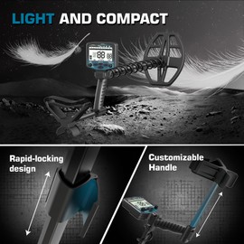 DR.ÖTEK Metal Detector for Adults, Professional Higher Accuracy Metal Detector Kit with Advanced Ground Balance, 5 Modes, 12" Double-D Waterproof Coil, Gold Detector for Beach Hunting, Blue