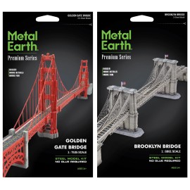Fascinations ICONX SF GOLDEN GATE & NY BROOKLYN BRIDGE Metal Earth Model Kit Set