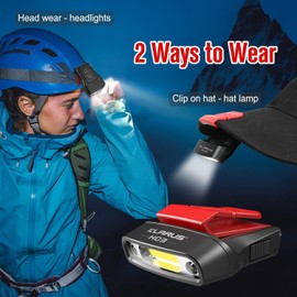 klarus HC3 2pcs Rechargeable Motion Sensor Cap Visor Light - 100 Lumens COB LED Clip on Hat Light - Headlamp Flashlight with Red Light for Fishing Running Camping Reading