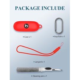 Case for Beats Solo Buds 2024 New Headphone, Soft Silicone Protective Portable Scratch Shock Resistant Hard Shell with Cleaner Kit & Carabiner & Lanyard,Red