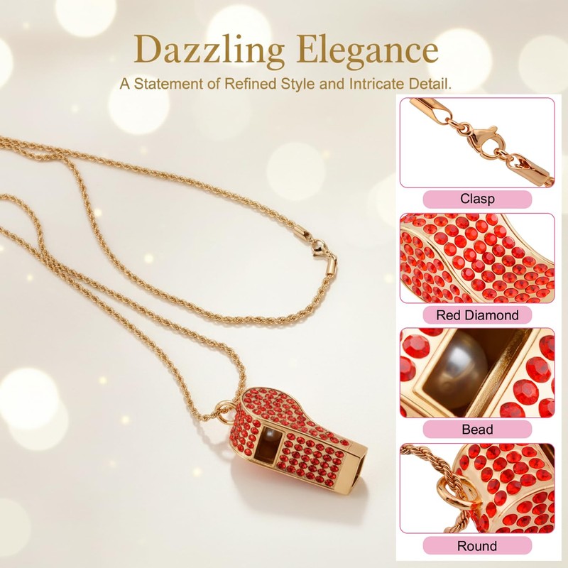 PCTC Crystal-Encrusted Metal Whistle (Red)