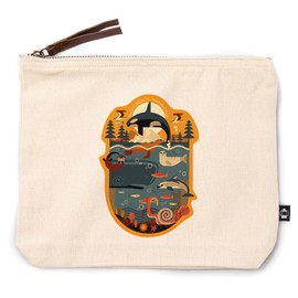 Lantern Press Pacific Beach, Washington, Marine Animals, Geometric, 100% Cotton Zipper Pouch, Travel Accessory, Go Bag