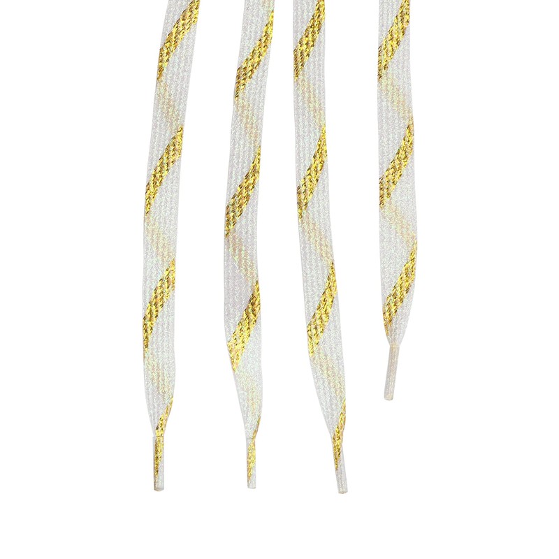 [Allegra K] Shoelaces, Flat, Metallic, Flat Laces, Shiny, gold, 130