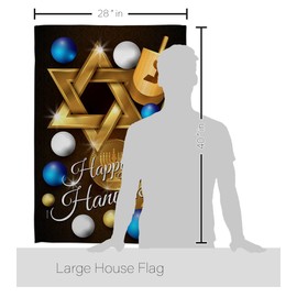 Angeleno Heritage Happy Hanukkah House Flag - Winter Candle Bonsai Menorah Jewish Chanukah David - Decoration Banner Small Garden Yard Gift Double-Sided Made in USA 28 X 40