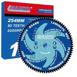 LSHUZIYU 10"(254MM)-80T, Super Thin Kerf 0.079", Arbor 5/8", Anti-Stick Coating, Circular Saw Blade, FRAMING&Ripping, for Laminate, Veneer Board, Plywood, Hard Wood, MDF and HDF Cutting