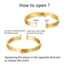 MVCOLEDY Valentines Day Gifts Jewelry Gold/White Gold Plated Bangle Bracelet Heart Stone Stainless Steel with Crystal Bangle Bracelets for Women Jewelry Size 6.7 Inches (Heart of Gold)