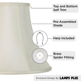 Creme Large Bell Lamp Shade 7" Top x 14" Bottom x 11" Slant x 10.5" High (Spider) Replacement with Harp and Finial - Springcrest