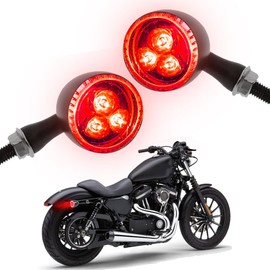 DREAMIZER 2PCS Motorcycle Blinkers 12V LED Motorcycle Turn Signals Compatible with Harley Honda Yamaha Kawasaki Suzuki and More (Black Red Lens)