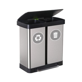 Recycle Sticker for Trash Can | Set of 2 (Size: 5'' X 5'') | Symbol to Organize Trash cans or Garbage containers and Walls - Vinyl Sticker Decal (5'', Grey)