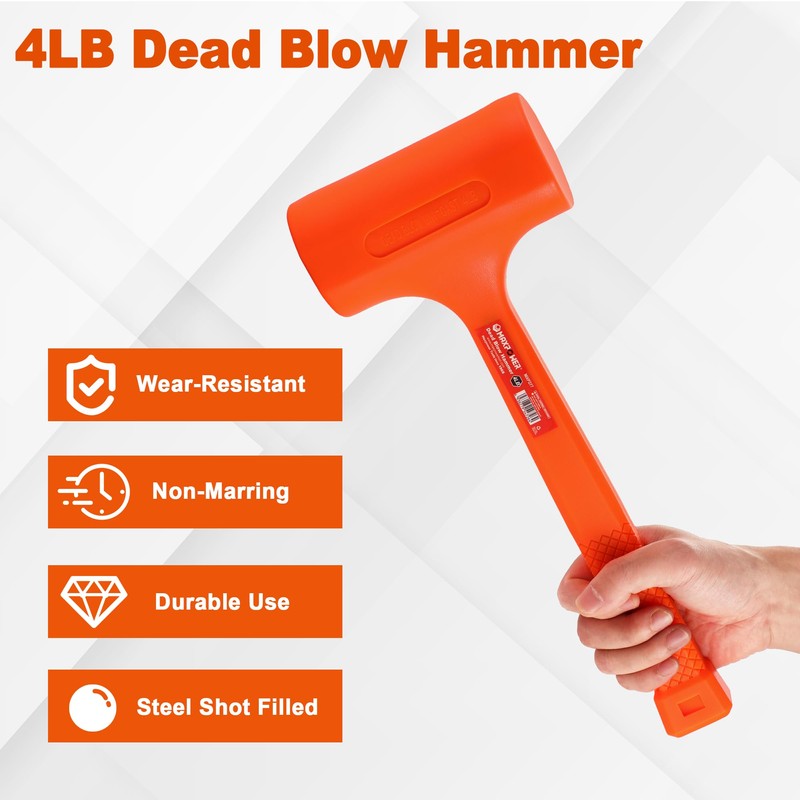 MAXPOWER Dead Blow Hammer, 4LB Dead Blow Mallet with Checkered