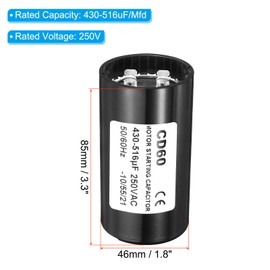 PATIKIL Motor Start Capacitor, 430-516uF/Mfd 250VAC 50/60Hz CD60 Run Capacitor Motor Starting Capacitor for Electric Motor Starts Running