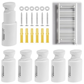 Pack of 6 Radiator Holder, Bathroom Radiator Holder, Radiator Mounting Bracket, Holder for Bathroom Radiators, Radiator Bathroom Holder, for Straight and Curved Bathroom Radiators (White)