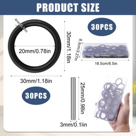 60 Pcs Replacement Pin and O-Ring Set, 30 Pairs 4x30mm Impact Ring and 3x25mm Socket Pins High-Strength Rubber and Stainless Steel for 1/2" Impact Socket Scaffolders Pressure Washers Heavy-Duty Tools