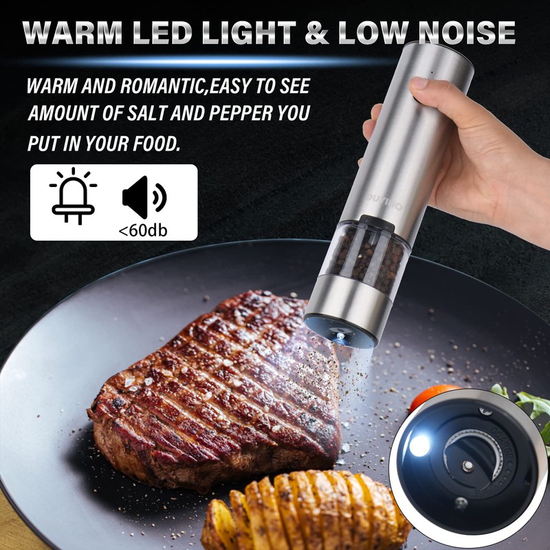 Stainless Steel Electric Salt and Pepper Grinder Set Stainless Steel