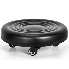 FLOLXNB Low Roller Seat Wheel Stool Chair, Rolling Stool with 360°Swivel Caster, PU Leather Rolling Stool Seats on Wheels, Movable Mini Stool for Home Office Garage Shop Fitness Sport