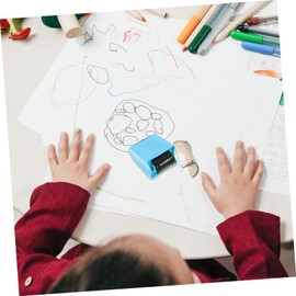 jojofuny Self Inking Handwriting Lines Roller Stamp Compact Dashed Line Stamp for Teachers and Students for Classrooms Offices and Art Studios Blue