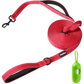 20FT Long Dog Leash with 2 Comfortable Soft Padded Handles Red Reflective Heavy Duty Pet Dog Training and Walking Leashes Durable Dog Training Lead & Traffic Handle for Large Medium and Small Dogs