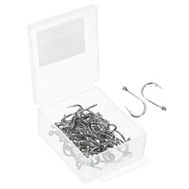 PATIKIL 2/0# Catfish Hooks, 50 Pack 0.5" Claw Fish Hook Fishing Hook High Carbon Steel J Shaped with Barbs for Freshwater Saltwater, Silver Tone