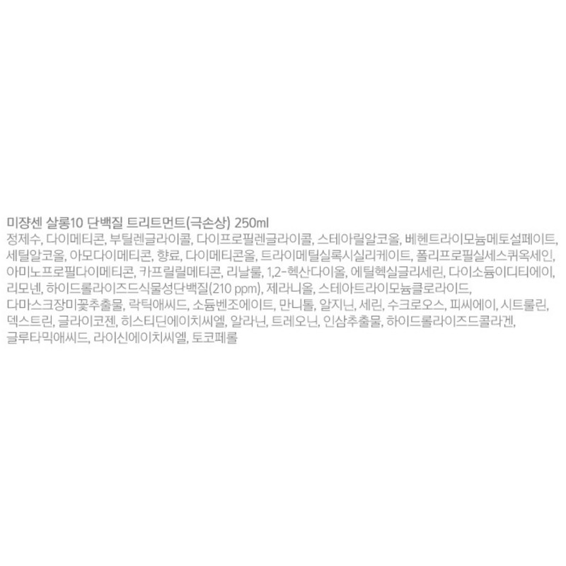 미쟝센 살롱 10 단백질 헤어트리트먼트 극손상모발용, 250ml, 1개 Mise-en-scène Salon