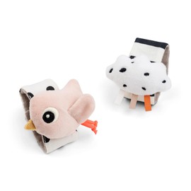 Done by Deer Happy Clouds Rattle Bracelet Pack of 2 Pink - Perfect for Stimulating the Senses, Body Awareness and Recognizing Hands - Baby Toy from 0 Months - Velcro Fastener