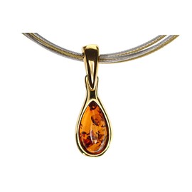 Artisana-Schmuck Amber Pendant Small Pendant (without Chain) with Amber Set in Gold-Plated 925/000 Sterling Silver, Baltic Amber Gold-plated sterling silver, Amber