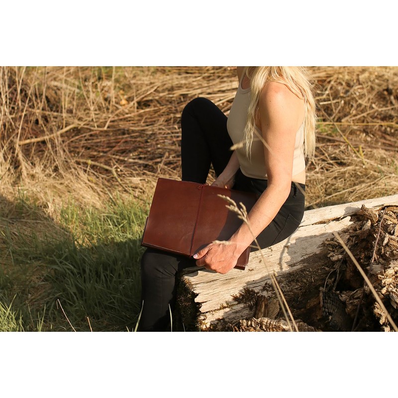 Gusti Mila Leather Photo Album, Handmade Paper, Brown Leather