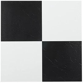 Tivoli Self Adhesive Vinyl Floor Tiles, 45 Tiles - 12" x 12", Black & White - Peel & Stick, DIY Flooring for Kitchen, Dining Room, Bedrooms, Basements & Bathrooms by Achim Home Decor