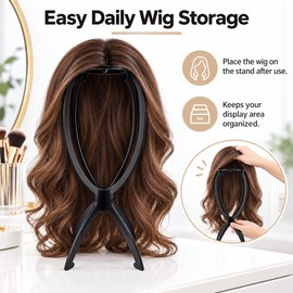 2-Piece Wig Stand for Wigs & Hats – 36 cm Portable Plastic Display Holder for Barber Salon Use