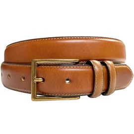 HJ-10 Men's Oil-Tanned Genuine Leather Dress Classic Belt 1-1/8"(30mm) Wide (Tan, 40.)
