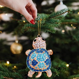 Sea Turtle Ornament,Rhinestone Turtle Christmas Tree Ornaments,Beach Themed Christmas Ornament,Ocean Ornaments 2025,Sea Turtle Gifts for Women