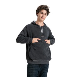 LINYUCHEN Cat Dog Carrier Hoodies – Puppy Kitten Carrying Sweatshirt Large Pet Pocket Pullover Top – Unisex Kangaroo Hoodies Dark Heather