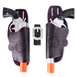 2 Pack: Kids Western Dual Cowboy Pistols, Belt and Holster Set - Battery Operated 11" Wild West Outlaw Toy Guns with Realistic Sounds for Role Play, Cosplay, Costume Accessories, Stage Props