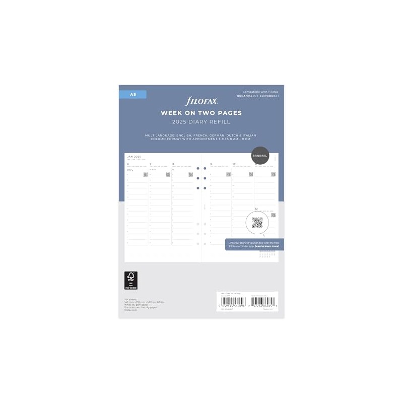 A5 Minimal week on two pages vertical w/appts 2025