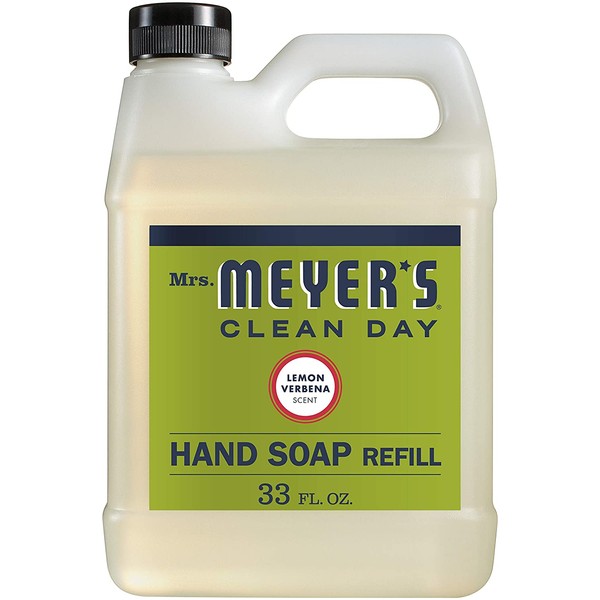 Mrs. Meyer's Clean Day Liquid Hand Soap Refill, Cruelty Free and Biodegradable Hand Wash Made with Essential Oils, Lemon Verbena Scent, 33 oz