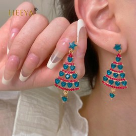 Green Red Christmas Earrings for Women, Silver Christmas Earrings Christmas Tree Dangle Earrings for Women, Christmas Womens Earrings Diamond Earrings for Women, Xmas Christmas Jewellery