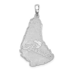 Auriga Fine Jewelry 925 Sterling Silver Textured Barbados Map Pendant (L-35.2mm)