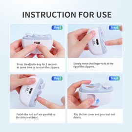 BAI Stone Electric Nail Clipper- 3 in 1 Fingernail Clipper and Polisher with REDLight, USB Rechargeable, 2 Speed Gears Automatic Safety Trimmer for Baby, Kids, Adult, Seniors (White)