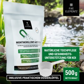 FIVE ELEMENTS Anti-floating algae active clay | natural pond clarification | health support for koi | pH stabilisation | montmorillonite | 0.5 kg