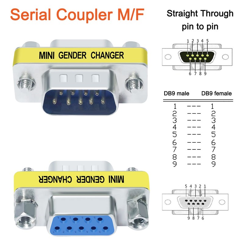 DTECH Serial Adapter 3-Pack (DB9 F-F, M-F, M-M), Mini Size