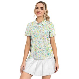 ZAJECT Womens Splashed Polo Shirts Short Sleeve Moisture Wicking Quick Dry Tennis Outfit Golf Shirts for Women