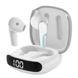 Gabba Goods TrueBuds Echo Wireless Earbuds, 12Hrs Playtime, LED Power Display, Bluetooth 5.3, Long Distance Connection, Touch Controls, Voice Assistant Compatible, LED in-Ear Earbuds.