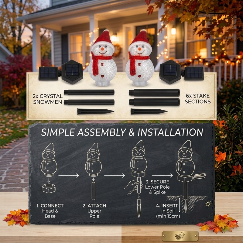 2-Pack Solar Snowman Christmas Stake Lights for Outdoor Décor –