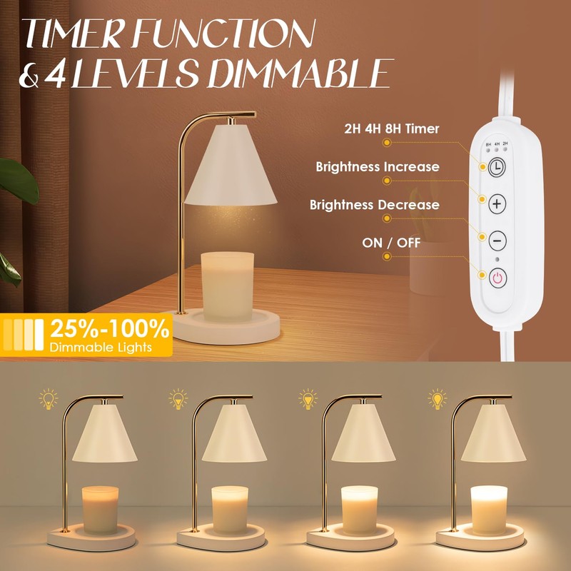 Aimoptg Candle Warmer Lamp with Timer, Dimmable Candle Lamp for