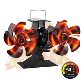 Dual Log Burner Fan, 10 Blades Stove Fan, Silent Operation Fan for Wood Burning Stove, Woodburner Fan for Wood/Log Burners/Fireplace Fan/Increased Efficient for Large Room Heat Distribution