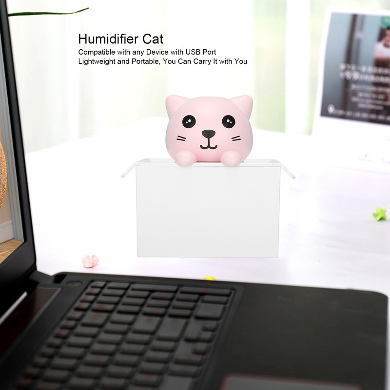 Air Humidifier 330ml Mute Adjustable Fog Mode Cat Shape Portable